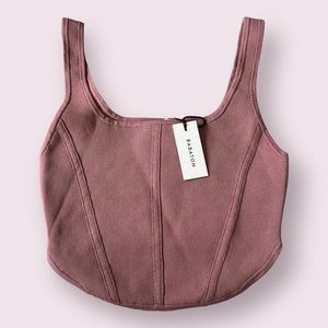 NWT Aritzia Babaton Sculpt Knit Bustier Red Willow crop top